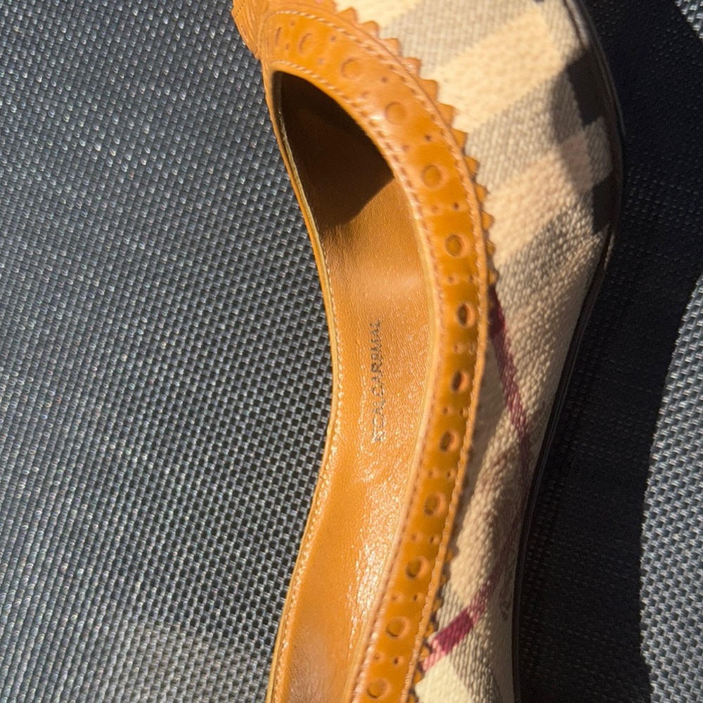 Vintage Burberry Brogue Haymarket Check Peep Toe Heels Size 40 (9-9.5 US) - Picture 7 of 13